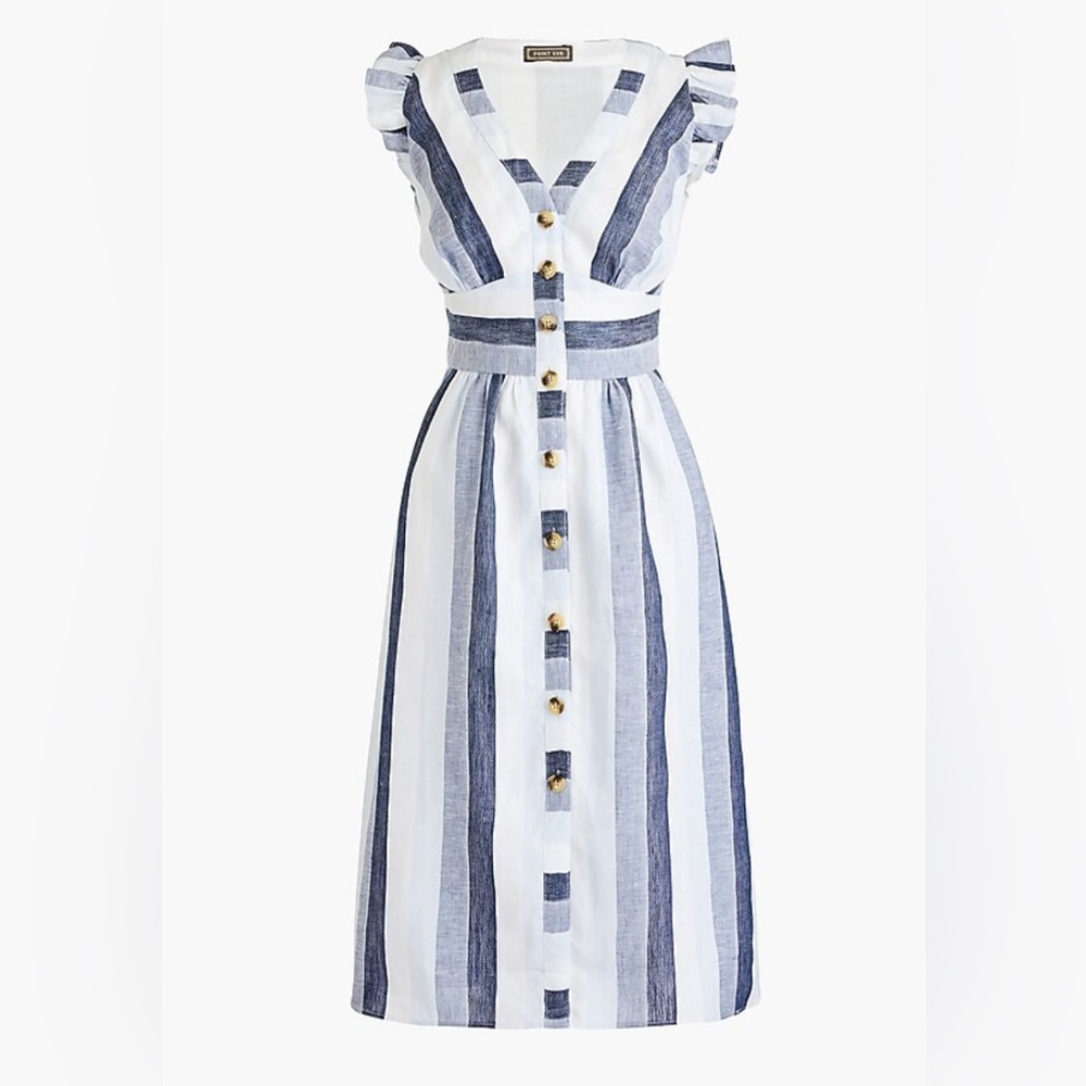 Point Sur for J.Crew Women's Striped Blue and White Button-Down Dress Size 00